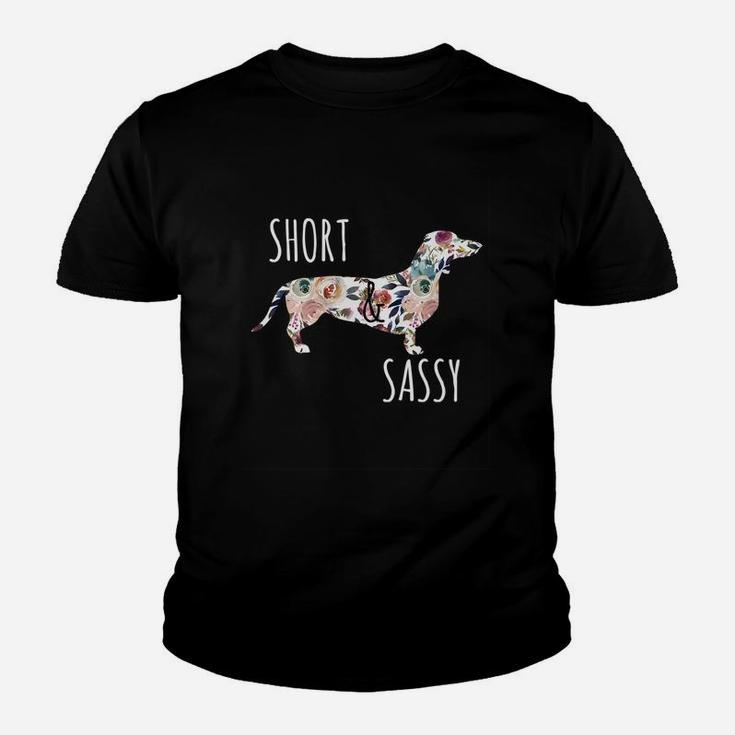 Short & Sassy Cute Flower Dachshund Tee Weiner Dog Youth T-shirt