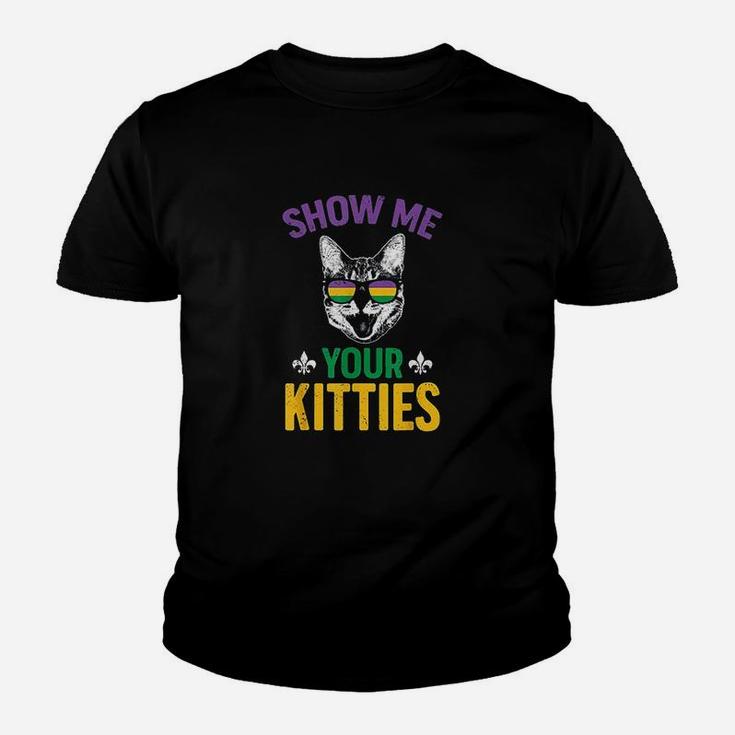 Show Me Your Kitties Funny Mardi Gras Carnival Humor Youth T-shirt