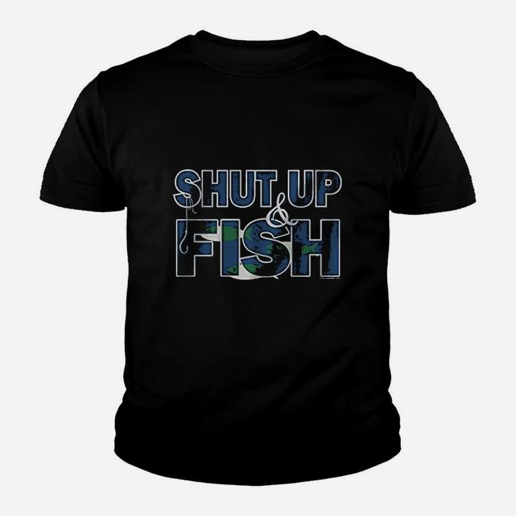 Shut Up And  Fish Funny Fishing Youth T-shirt