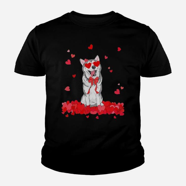 Siberian Husky Dog Valentines Day Youth T-shirt