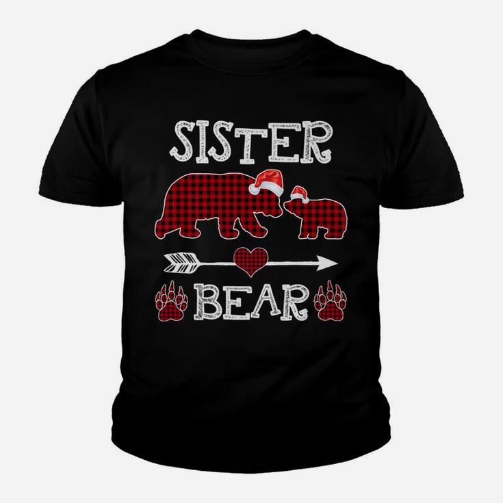 Sister Bear Christmas Pajama Red Plaid Buffalo Family Youth T-shirt