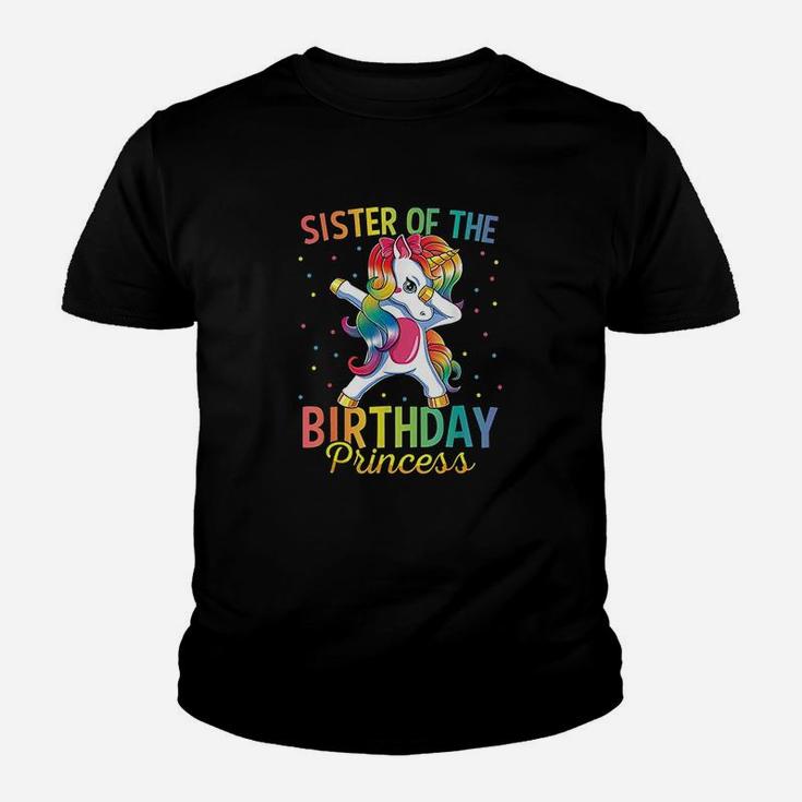 Sister Of The Birthday Princess Dabbing Unicorn Matching Youth T-shirt