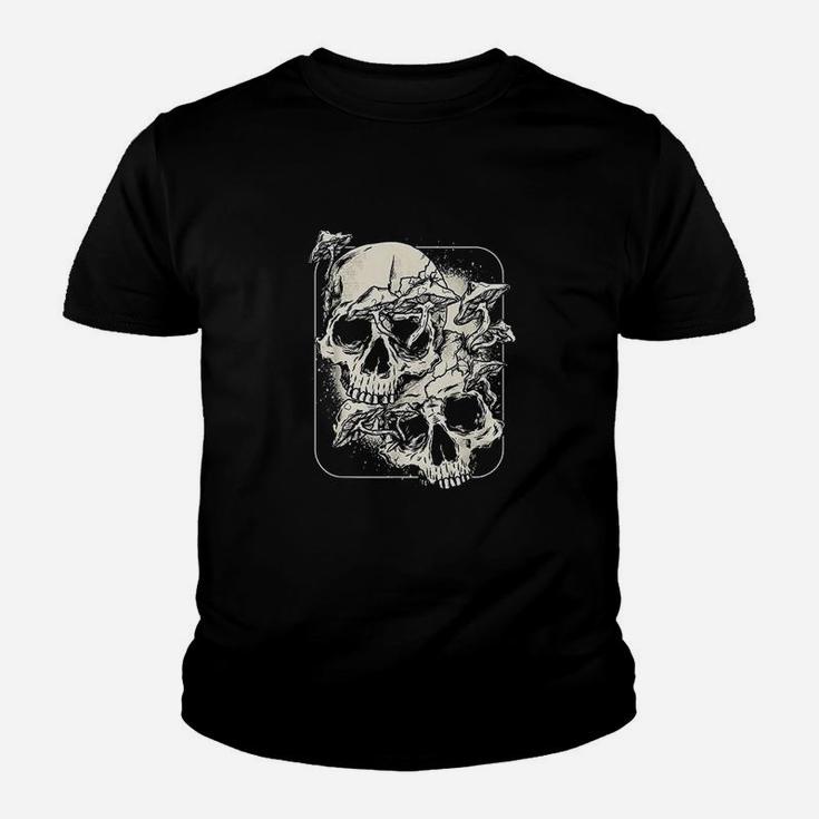 Skull Morel Mushrooms Mycologist Goth Mushroom Art Youth T-shirt