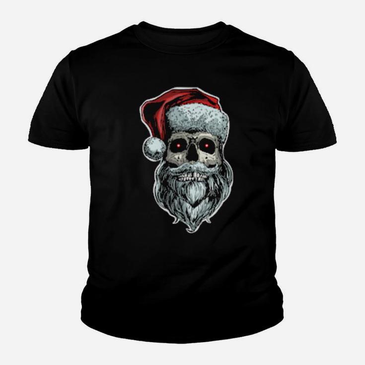 Skull Santa With Beard Skeleton Santa With Beard Youth T-shirt