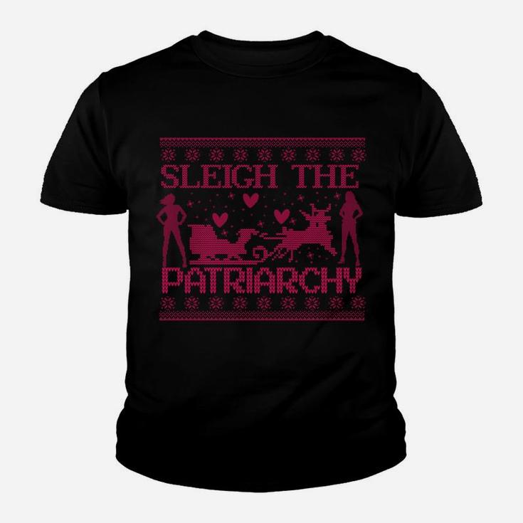 Sleigh The Patriarchy Feminist Ugly Sweater Inspired Sweatshirt Youth T-shirt