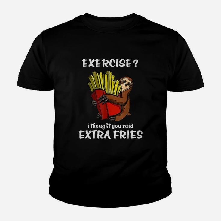 Sloth Exercise I Thought You Said Extra Fries Youth T-shirt