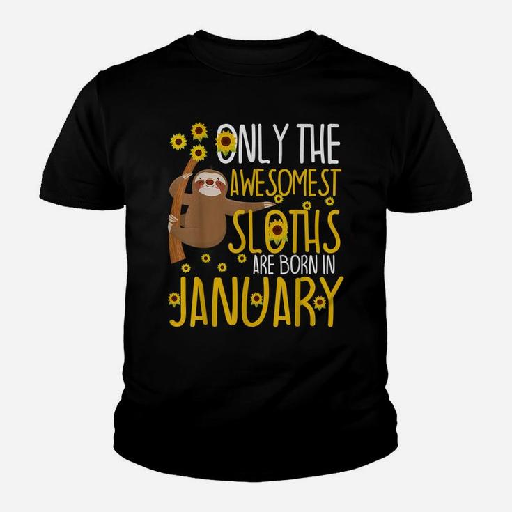 Sloth January Birthday Funny 10Th 11Th 12Th Cute Gag Gift Youth T-shirt