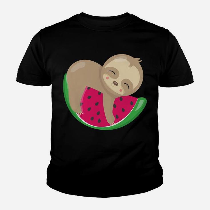 Sloth Watermelon Fruit Funny Animal Gift Youth T-shirt
