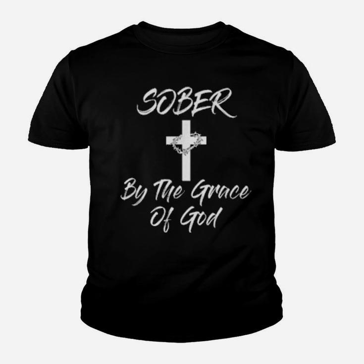 Sober By The Grace Of God Christian Sobriety Recovery Youth T-shirt