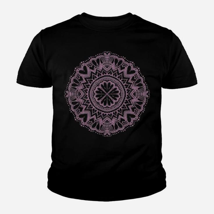 Soft Valentines Day Hearts Pastel Mandala Art Nature Yoga Youth T-shirt