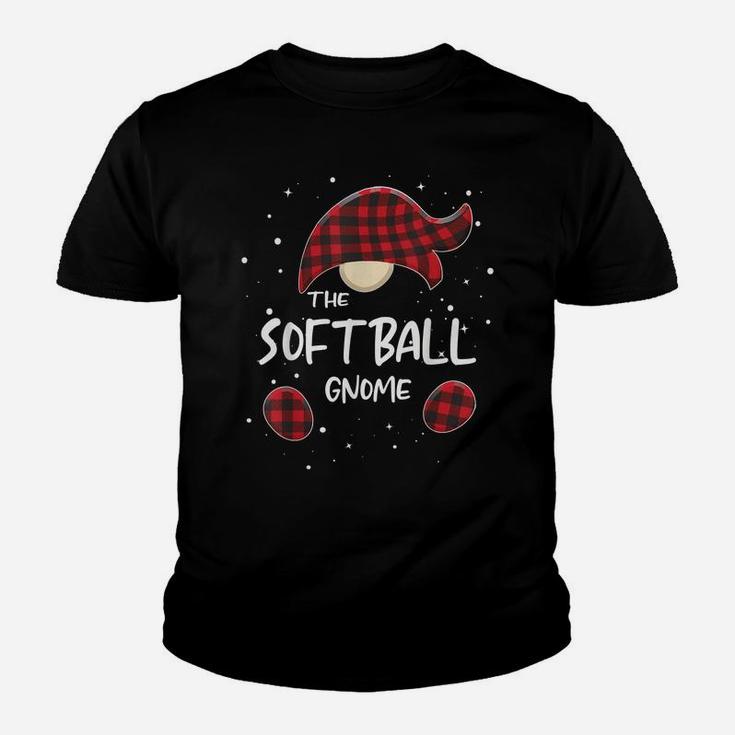 Softball Gnome Plaid Matching Family Christmas Pajamas Gift Youth T-shirt