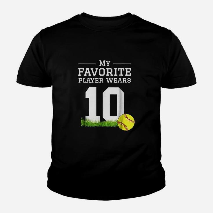 Softball Number 10 Fan Mom Dad Grandma Sister Youth T-shirt