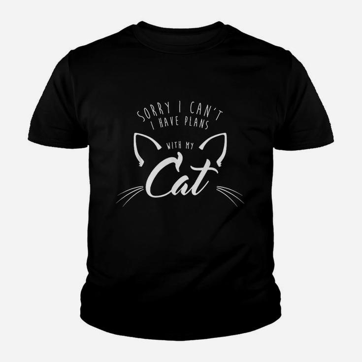 Sorry I Cant I Have Plans With My Cat 2 Script Funny Youth T-shirt