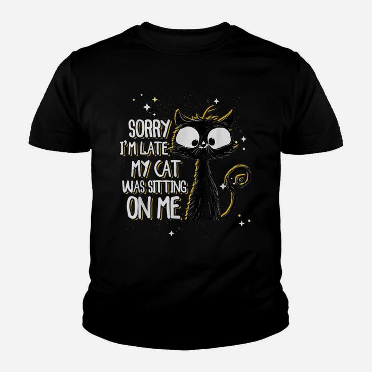 Sorry I'm Late My Cat Was Sitting On Me | Cute Black Cat Youth T-shirt
