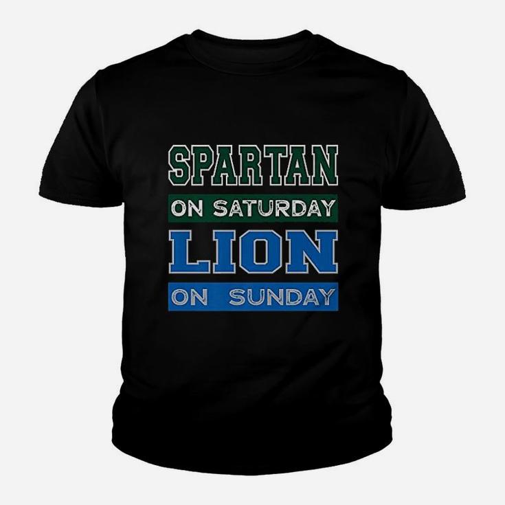 Spartan On Saturday Lion On Sunday Detroit Football Gift Youth T-shirt
