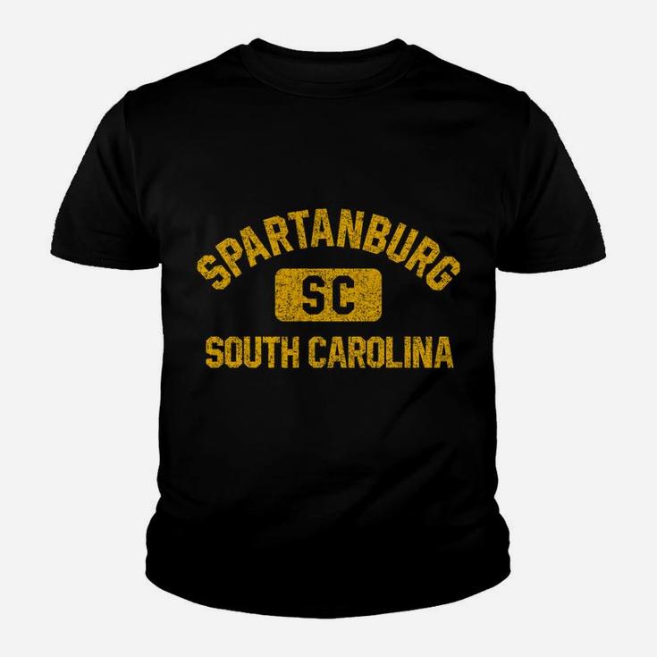Spartanburg Sc South Carolina Gym Style Distress Amber Print Youth T-shirt
