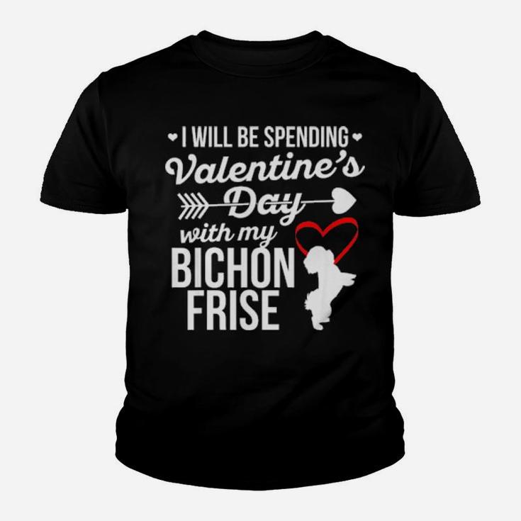 Spending Valentines Day Bichon Frise Dog Youth T-shirt