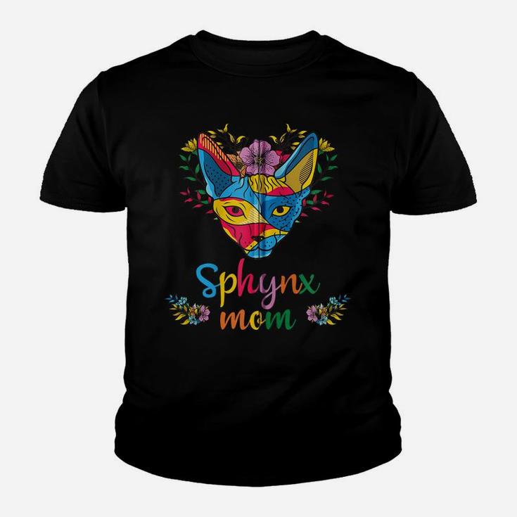 Sphynx Mom Flower Hairless Cat Lovers Zip Hoodie Youth T-shirt