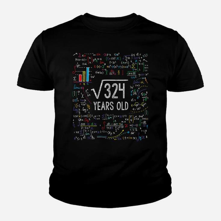 Square Root Of 324 18Th Birthday 18 Year Old Gifts Math Bday Youth T-shirt