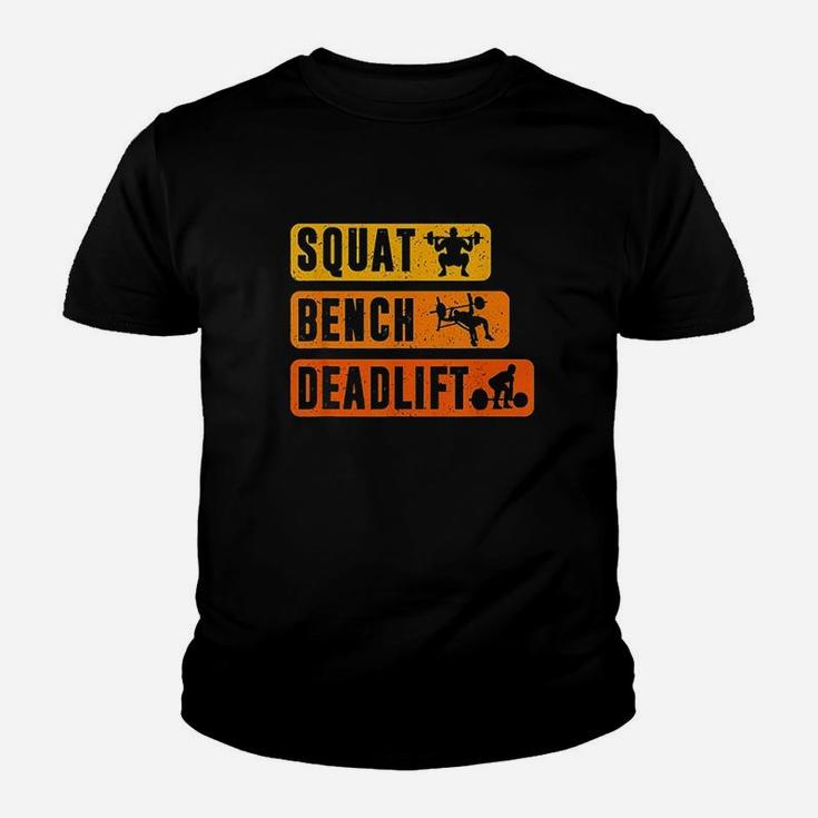 Squat Bench Deadlift Powerlifter Bodybuilding Fitness Youth T-shirt