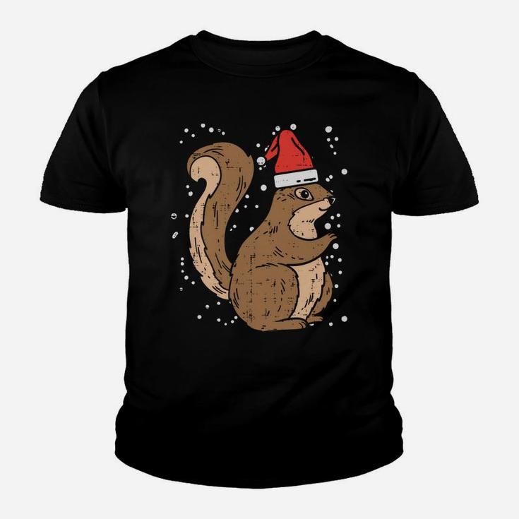 Squirrel Santa Hat Christmas Xmas Pajama Animal Lover Gift Sweatshirt Youth T-shirt