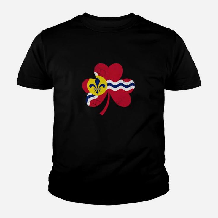 St Louis Flag Irish Shamrock St Patricks Day Missouri Youth T-shirt