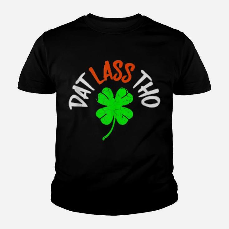 St Paddy's Dat Lass Tho Clover Power Distressed Lucky Pun Shirt Youth T-shirt