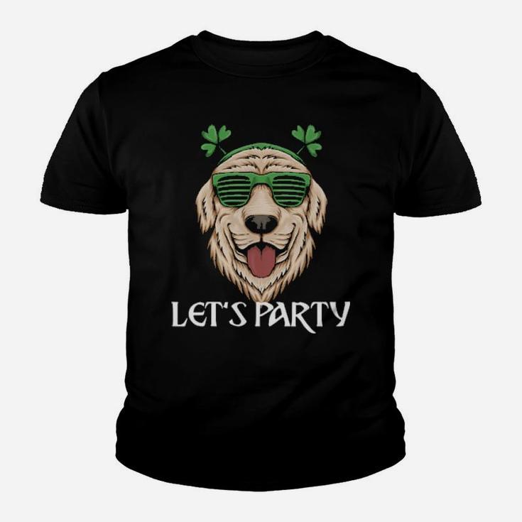St Patricks Day Dog Irish Golden Retriever Sunglasses Youth T-shirt