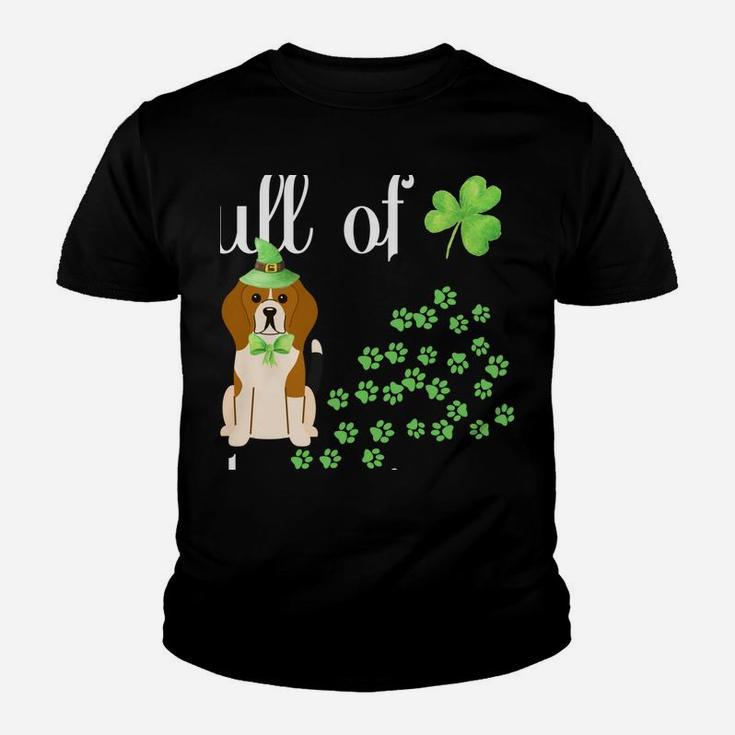 St Patricks Day Dog Lover Shirt Beagle Green Shamrock Paw Youth T-shirt