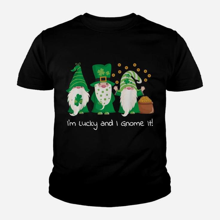 St Patrick's Day Green Gnomes Lucky And I Gnome It Youth T-shirt
