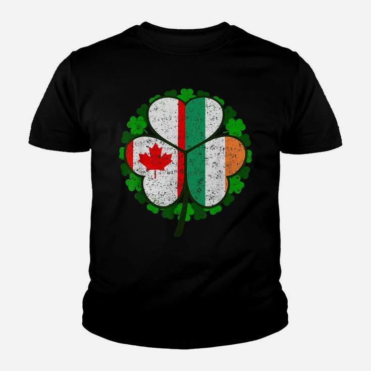 St Patricks Day Irish Canadian Shamrock T Shirt Green Clover Youth T-shirt
