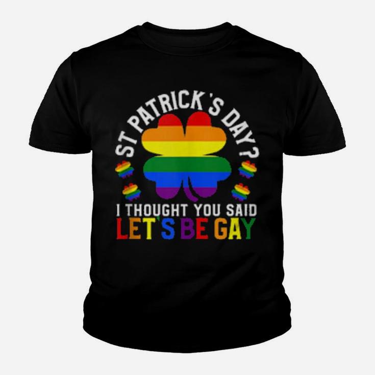 St Patrick's Day Let's Be Gay Pride Shamrock Youth T-shirt