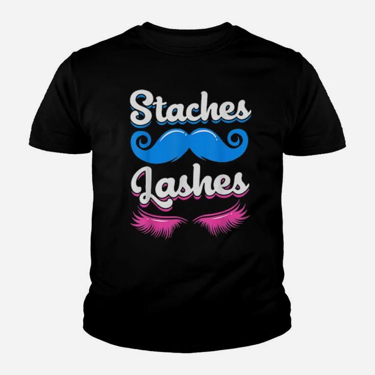 Staches Or Lashes Gender Reveal Youth T-shirt