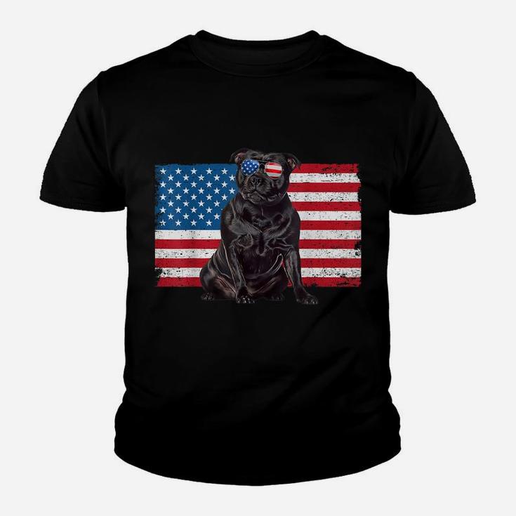Staffordshire Bull Terrier Dog American Flag Staffie Mom Dad Youth T-shirt