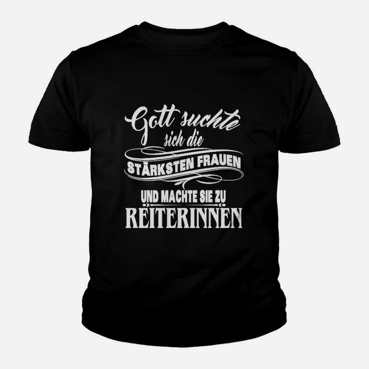 Starkes Frauen Reiterinnen Schwarzes Kinder Tshirt, Motivational Tees