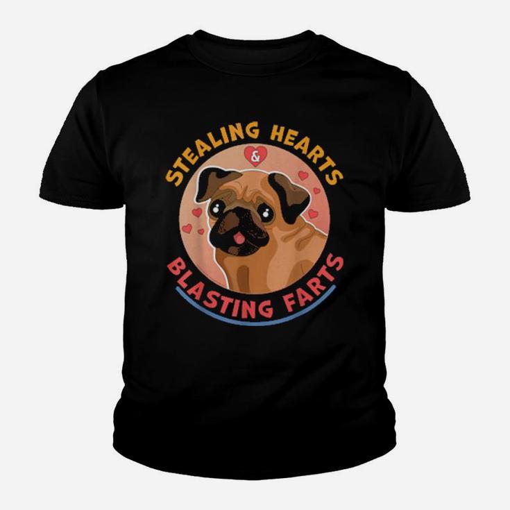 Stealing Hearts And Blasting Farts Dog Pug Valentine's Day Youth T-shirt