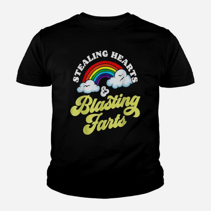 Stealing Hearts Blasting Farts Rainbow Valentines Youth T-shirt