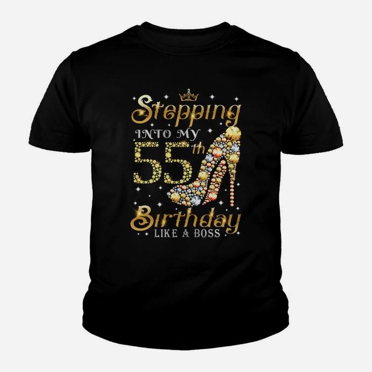 Stepping Into My 55Th Birthday Like A Boss Ladies Women Youth T-shirt
