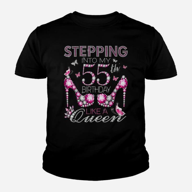 Stepping Into My 55Th Birthday Like A Queen Birthday Boss Youth T-shirt