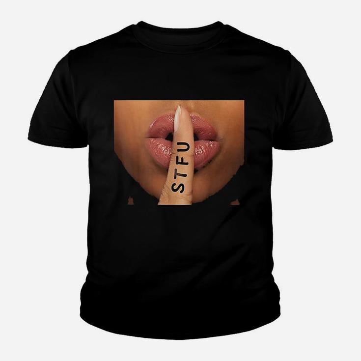 Stfu Be Quiet Unisex Lip Print Graphic Youth T-shirt