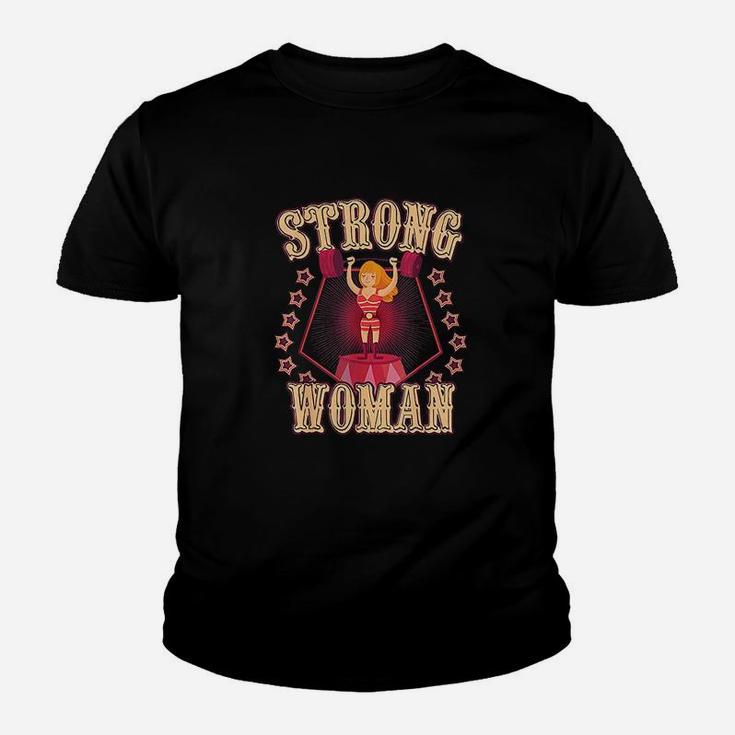 Strong Women Vintage  Retro Circus Carnival Birthday Party Youth T-shirt