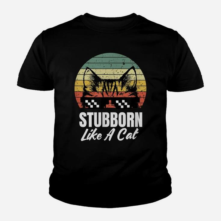 Stubborn Like A Cat Funny Peek A Boo Kitten Lovers Vintage Youth T-shirt