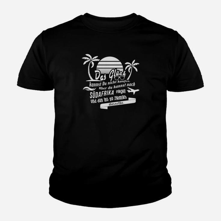 Südafrika Motiv Kinder Tshirt mit Glücksspruch, Schwarzes Design