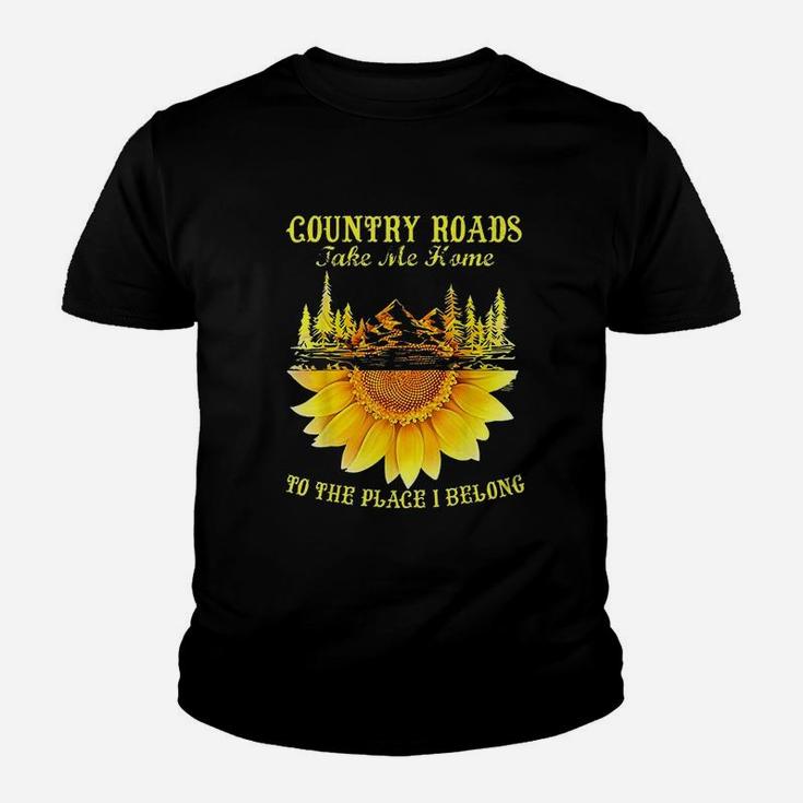 Sunflower Country Roads Take Me Home Funny Farmer Gift Youth T-shirt