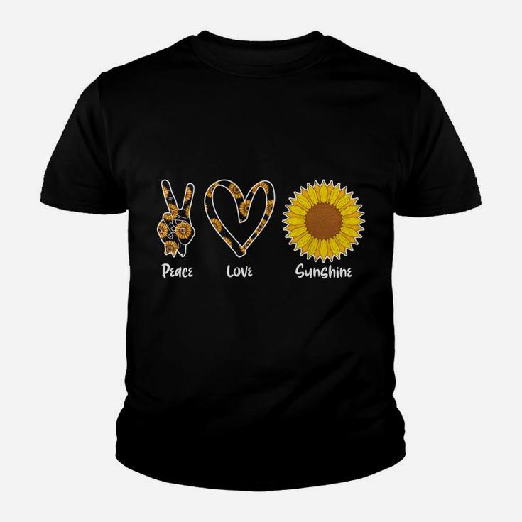 Sunshine Yellow Flower Hippie Florist Peace Love Sunflower Youth T-shirt