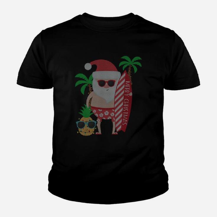 Surfing Santa Ugly Sweater Sweatshirt Xmas Gift For Him Men Youth T-shirt