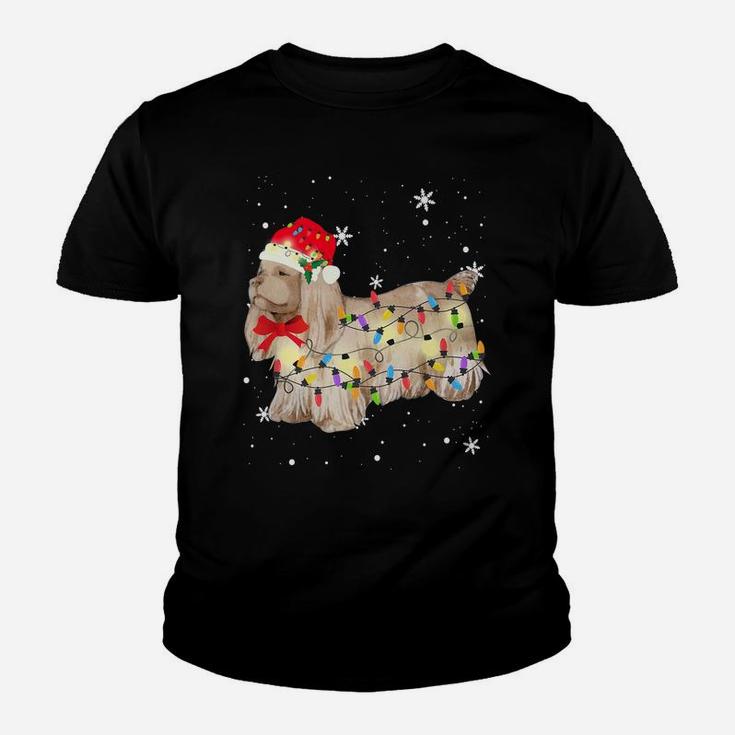 Sussex Spaniel Dog Christmas Light Xmas Mom Dad Gifts Youth T-shirt