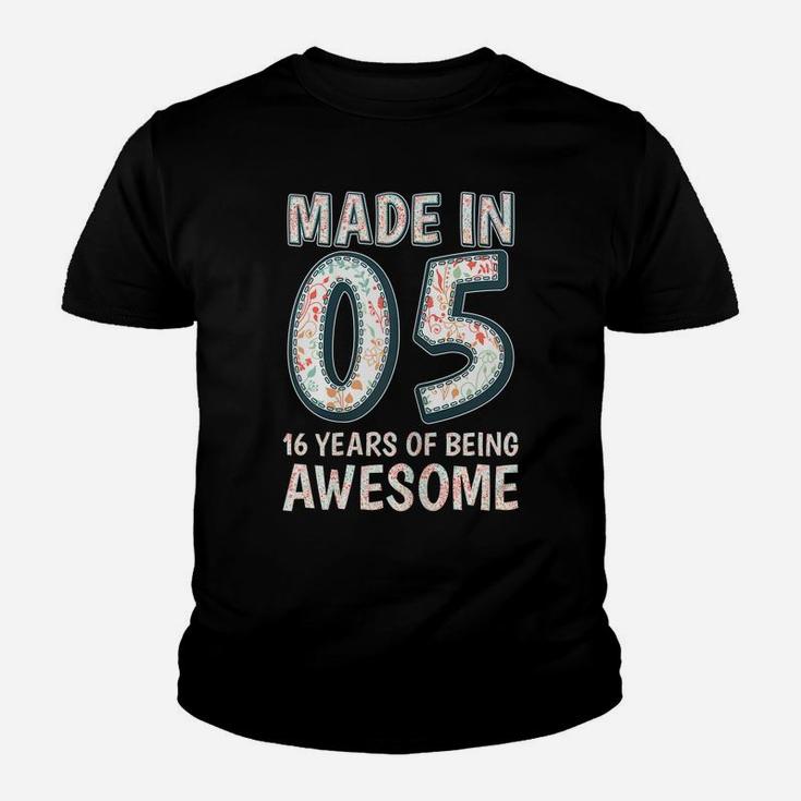 Sweet 16 Birthday Party Gift - Made In 05 16 Years Awesome Youth T-shirt