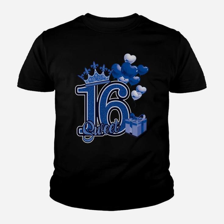 Sweet Sixteen Blue 16 Year Birthday Youth T-shirt