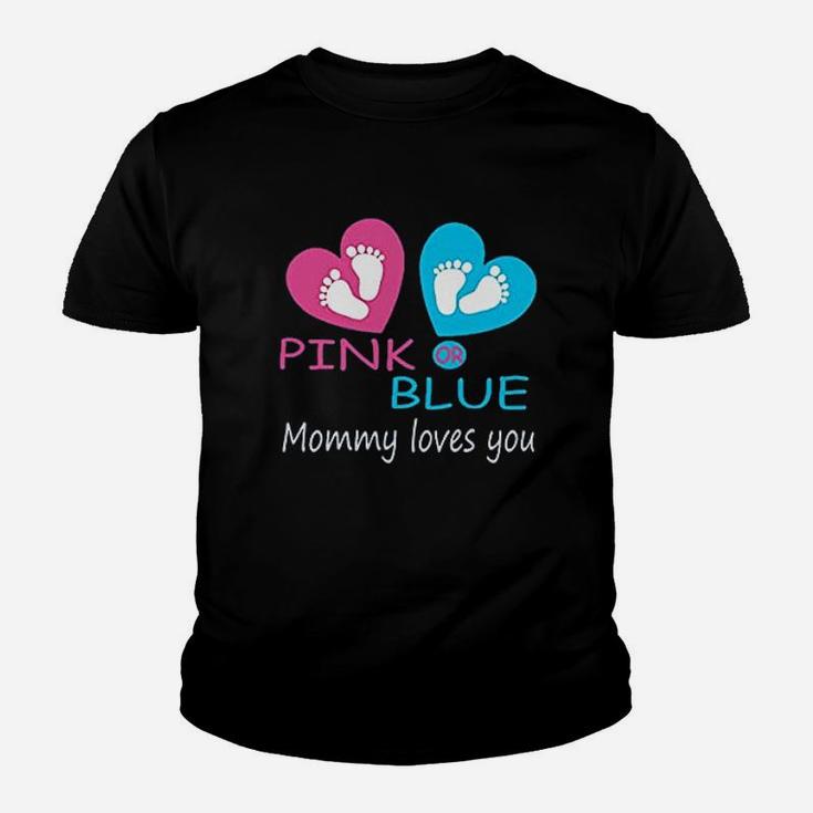 T Pink Or Blue Mommy Love Gender Reveal Shower Youth T-shirt